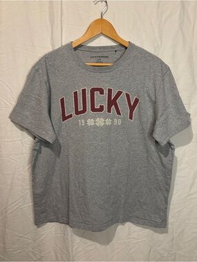 Lucky Brand Boxy Fit Graphic Tee Grey Oversized T-Shirt